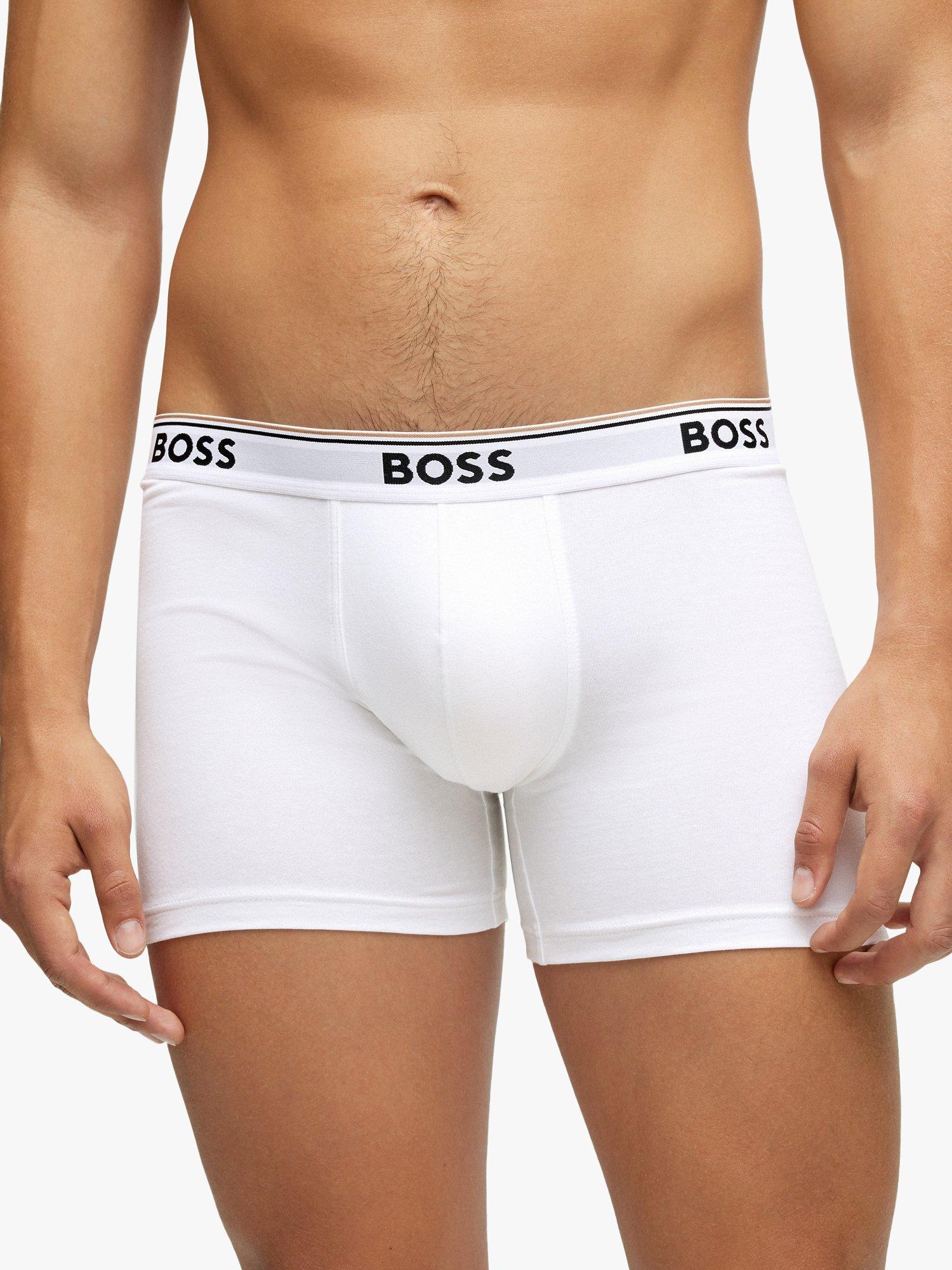 BOSS Power Cotton Logo Waistband Trunks, Pack of 3, White, S