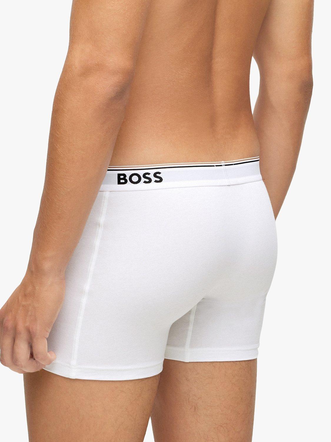 BOSS Power Cotton Logo Waistband Trunks, Pack of 3, White, S