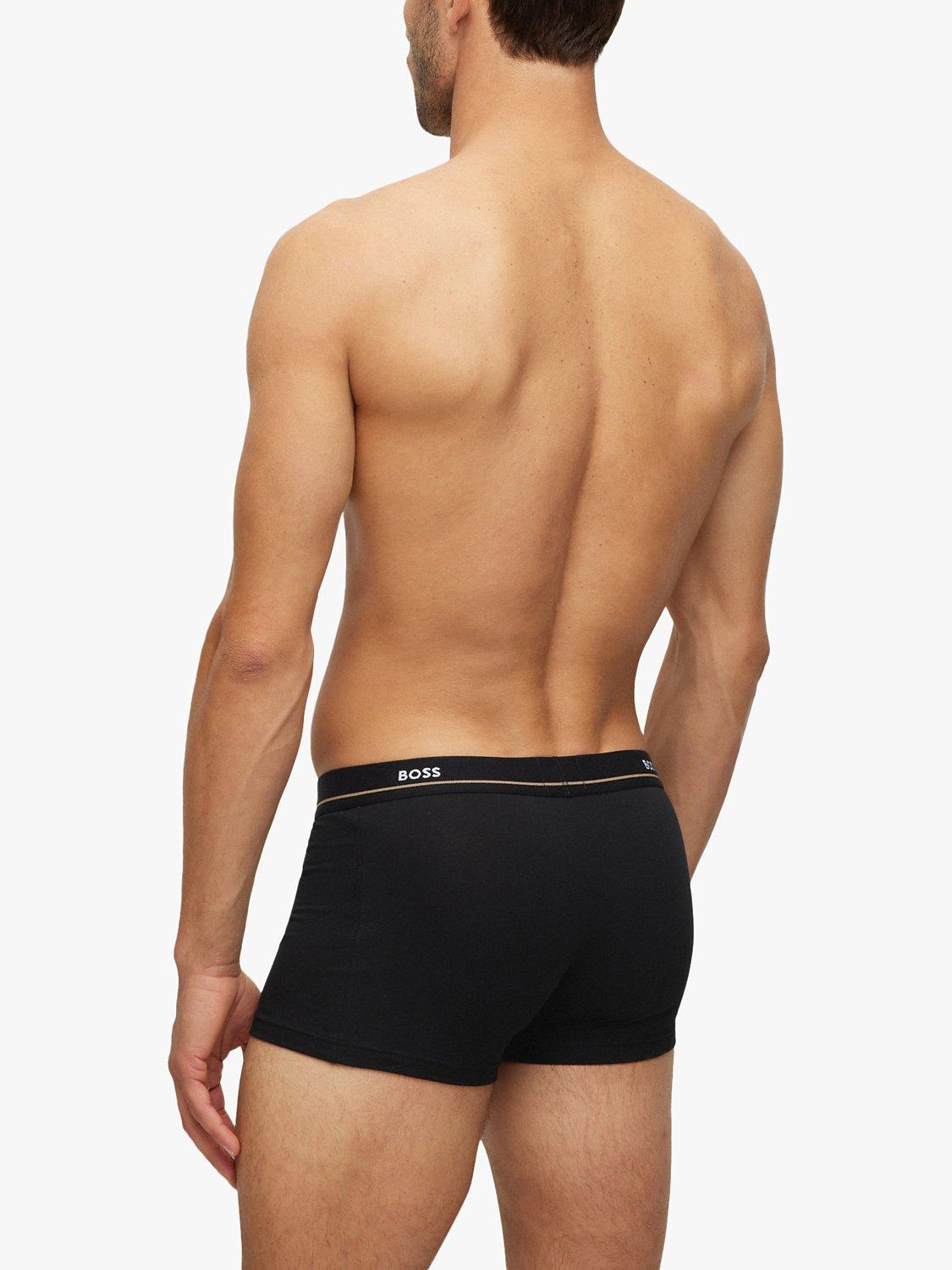 Product image 3 of 4, which shows BOSS Stretch Cotton Logo Waistband Trunks, Pack of 5, Black, M