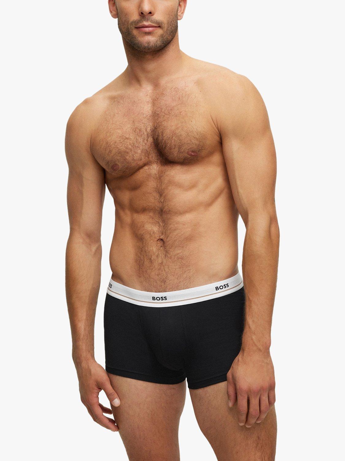 Product image 4 of 4, which shows BOSS Stretch Cotton Logo Waistband Trunks, Pack of 5, Black, M