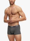 BOSS Power Cotton Logo Waistband Trunks, Pack of 3, Open Grey