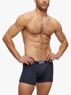 BOSS Power Cotton Logo Waistband Trunks, Pack of 3 - view 2, Open Blue