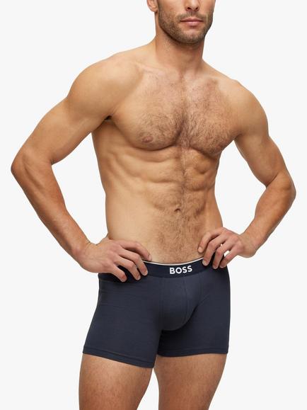 BOSS Power Cotton Logo Waistband Trunks, Pack of 3 - view 2, Open Blue