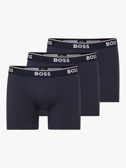 BOSS Power Cotton Logo Waistband Boxer Briefs, Pack of 3, Open Blue