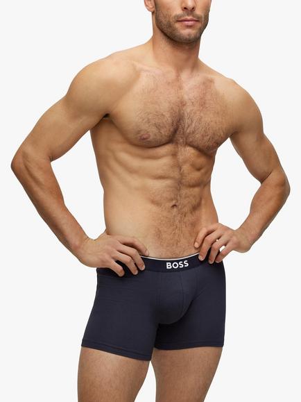 BOSS Power Cotton Logo Waistband Boxer Briefs, Pack of 3 - view 2, Open Blue