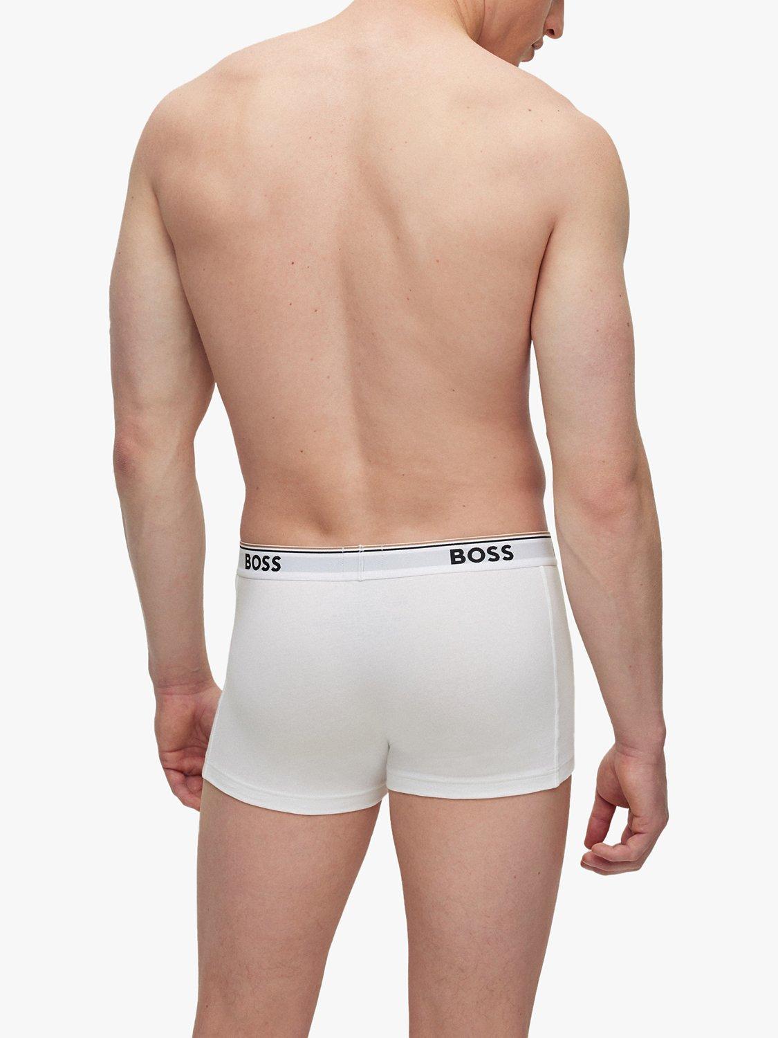 Product image 3 of 4, which shows BOSS Power Cotton Logo Waistband Trunks, Pack of 3, White, S