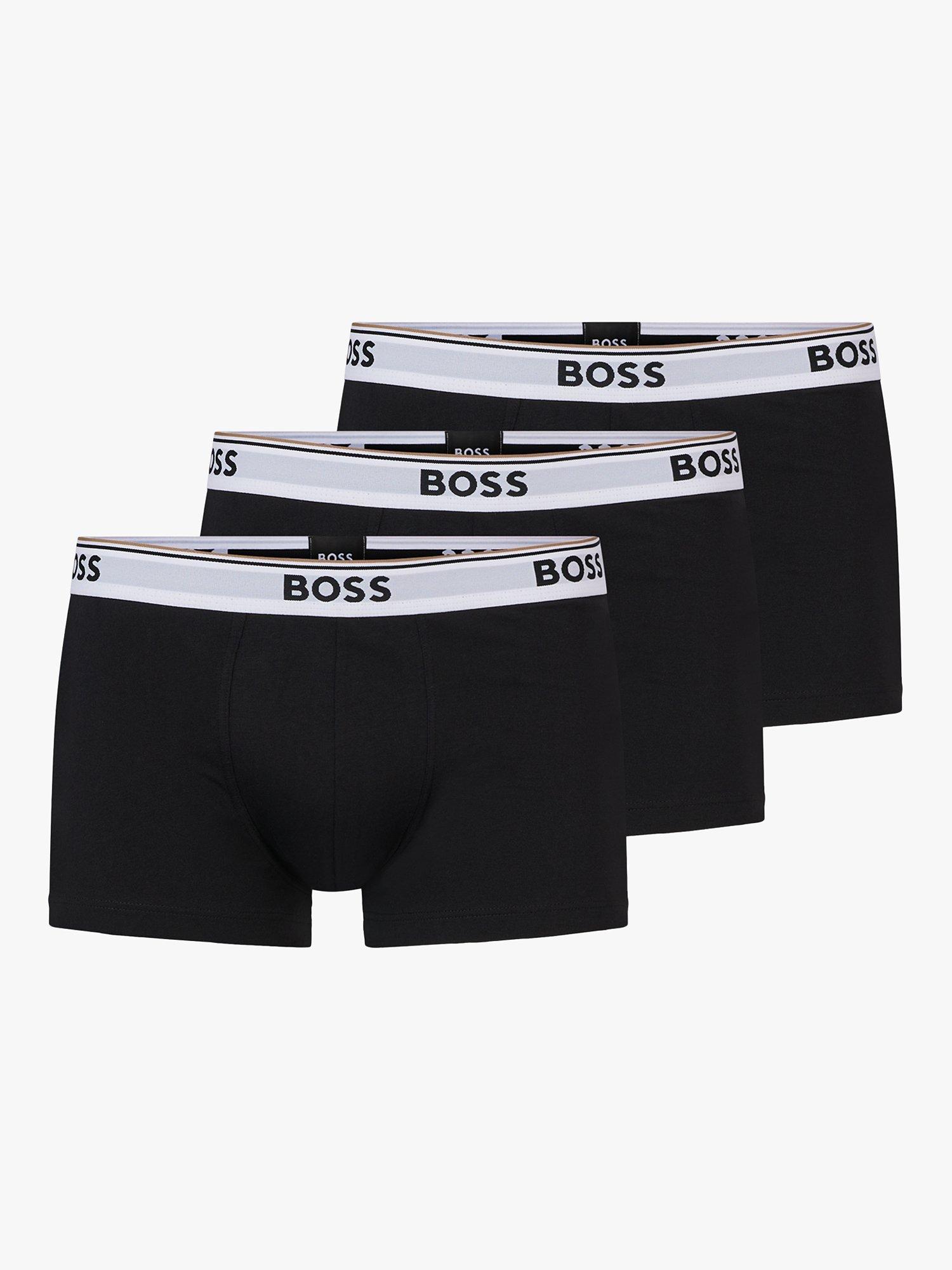 Product image 1 of 5, which shows BOSS Power Cotton Logo Waistband Trunks, Pack of 3, Open Miscellaneous, S