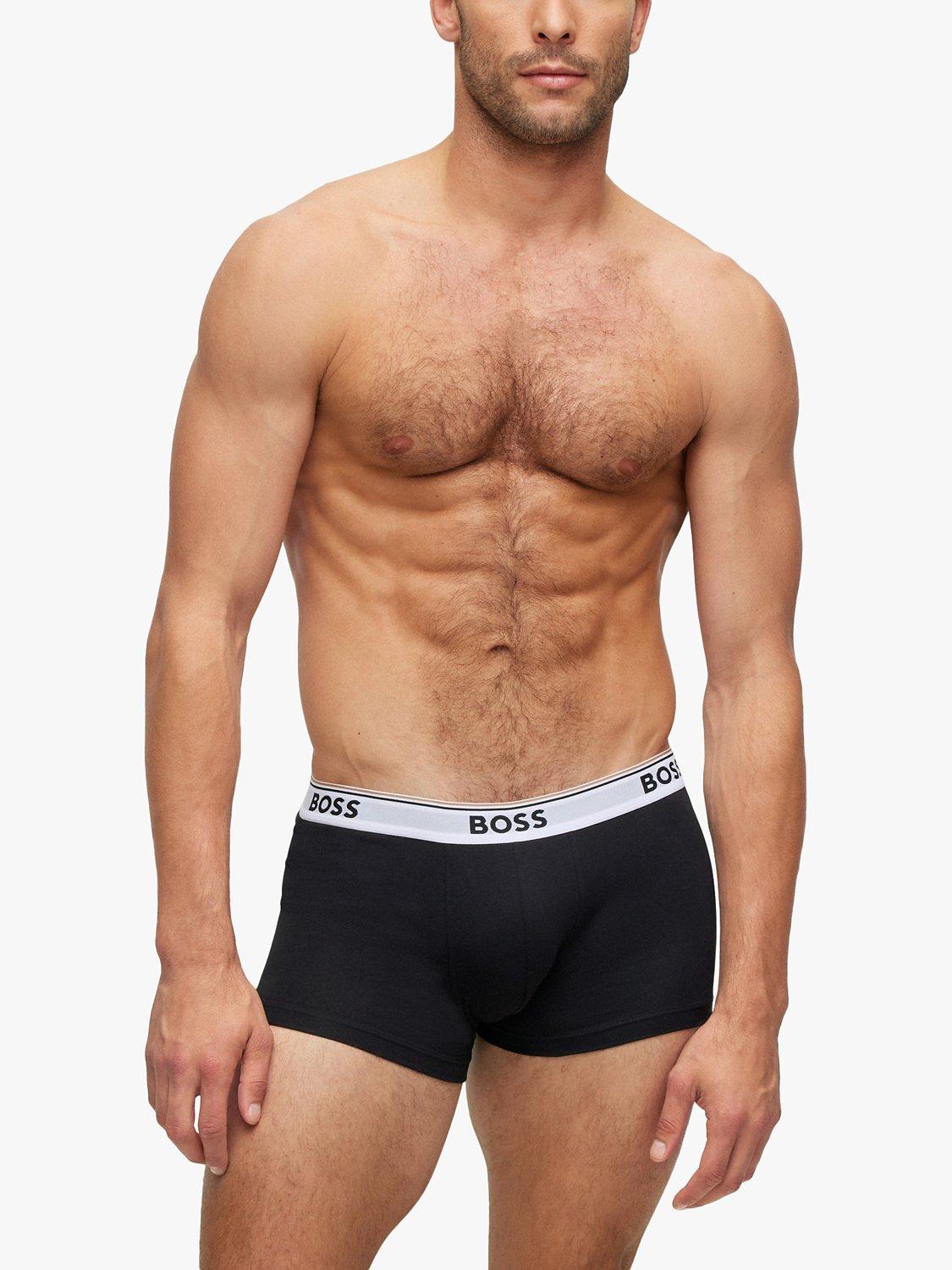 Product image 2 of 5, which shows BOSS Power Cotton Logo Waistband Trunks, Pack of 3, Open Miscellaneous, S