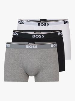 BOSS Power Cotton Logo Waistband Trunks, Pack of 3, Multi
