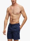 BOSS Whale Embroidered Logo Swim Shorts, Navy
