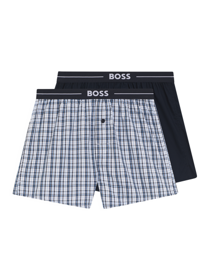 BOSS Cotton Boxers, Pack of 2, Dark Blue, Dark Blue