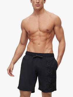BOSS Whale Embroidered Logo Swim Shorts, Black