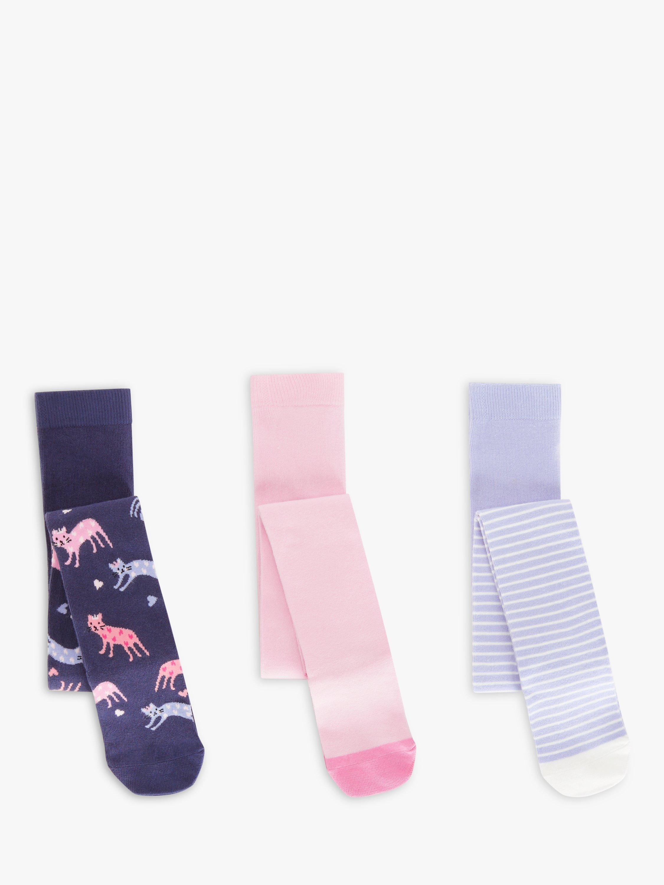 John Lewis Kids' Cat Stripe Tights, Pack of 3, Multi