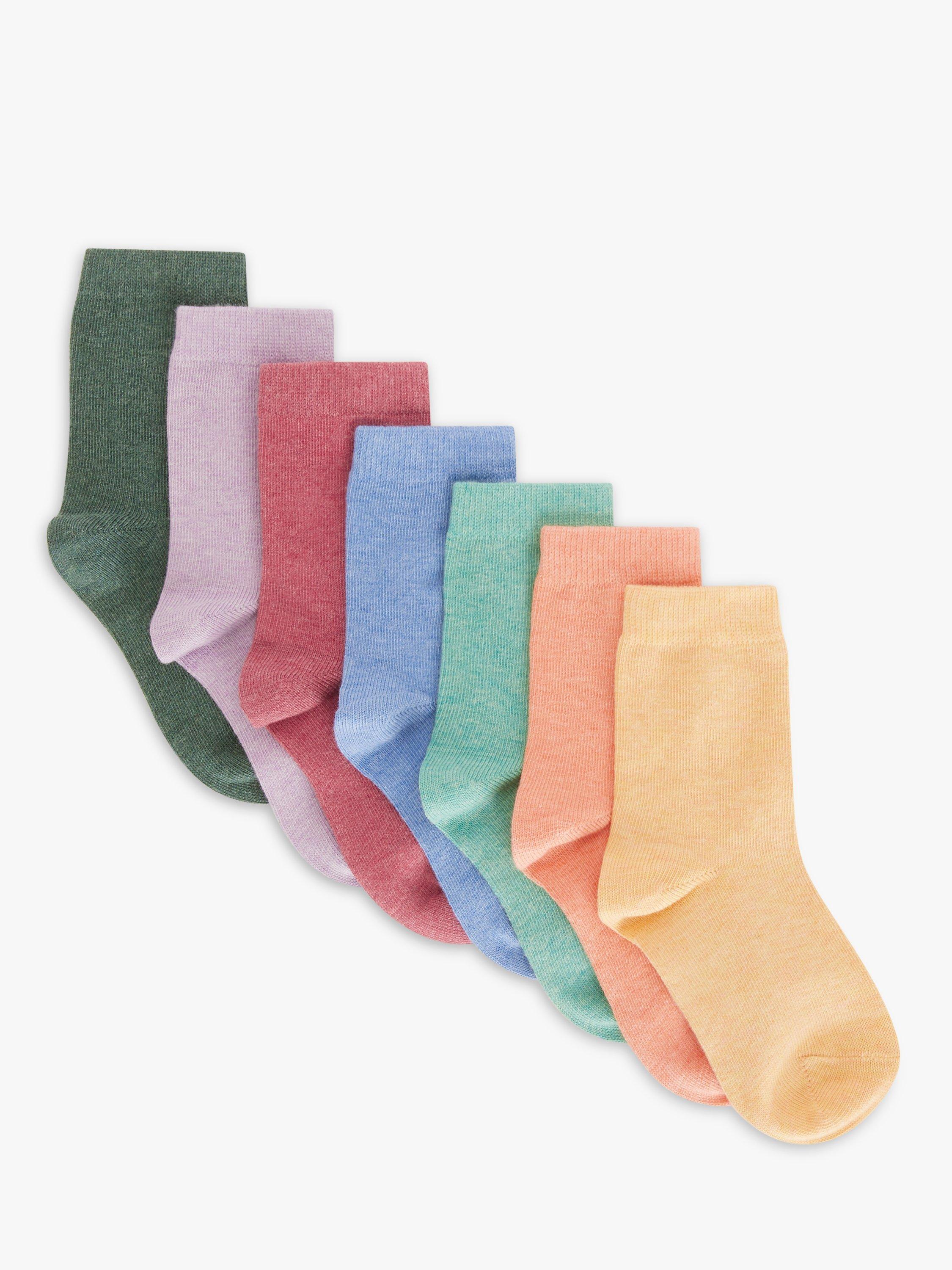 John Lewis Kids' Marl Cotton Rich Ankle Socks, Pack of 7, Multi