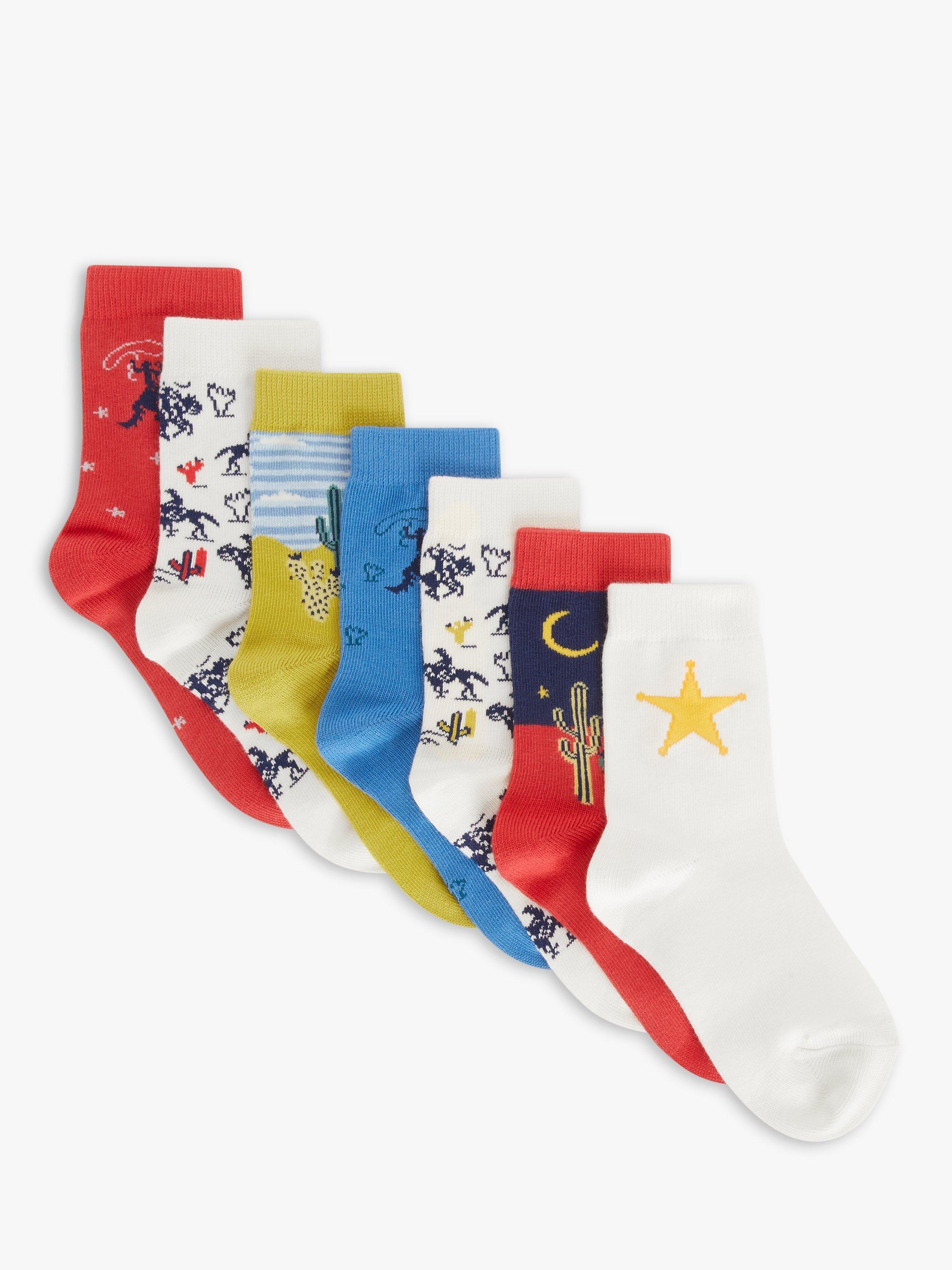 John Lewis Kids' Cowboy Ankle Socks, Pack of 7, Multi