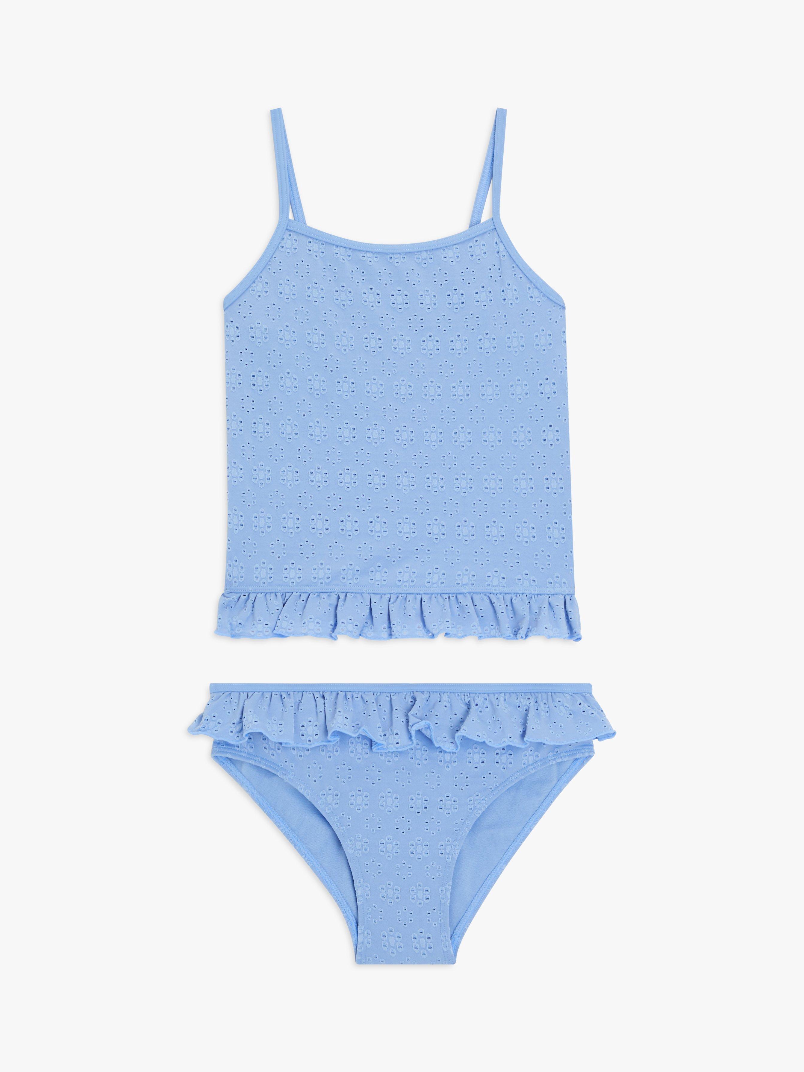 John Lewis Kids' Floral Broderie Tankini, Blue