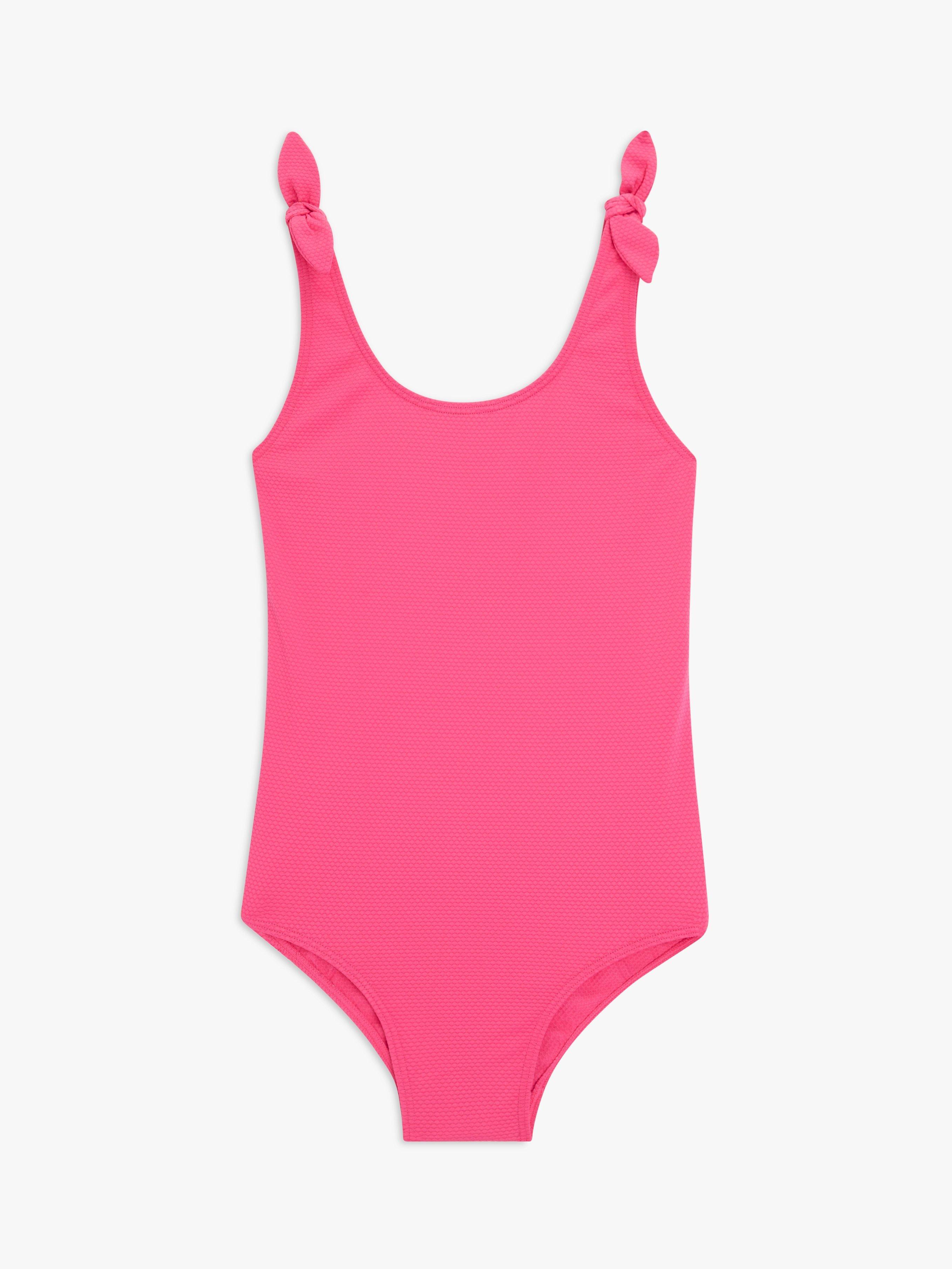 John Lewis Kids' Textured Plain Tie Swimsuit, Pink