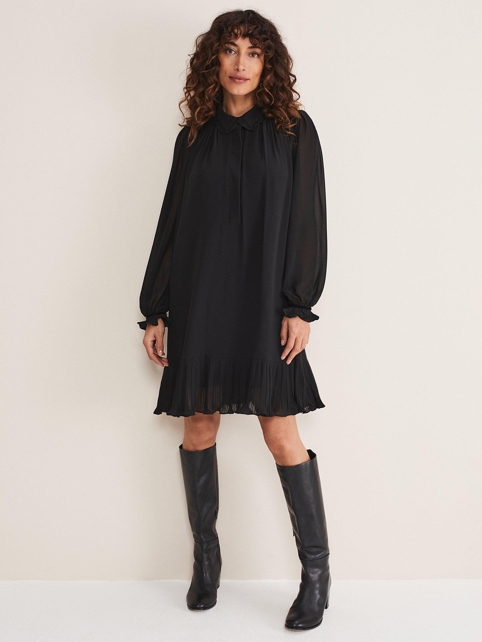 Phase Eight April Pleat Shirt Dress, Black