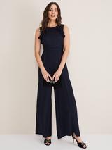 Phase Eight Marta Shirred Back Wide Leg Jumpsuit, Blue