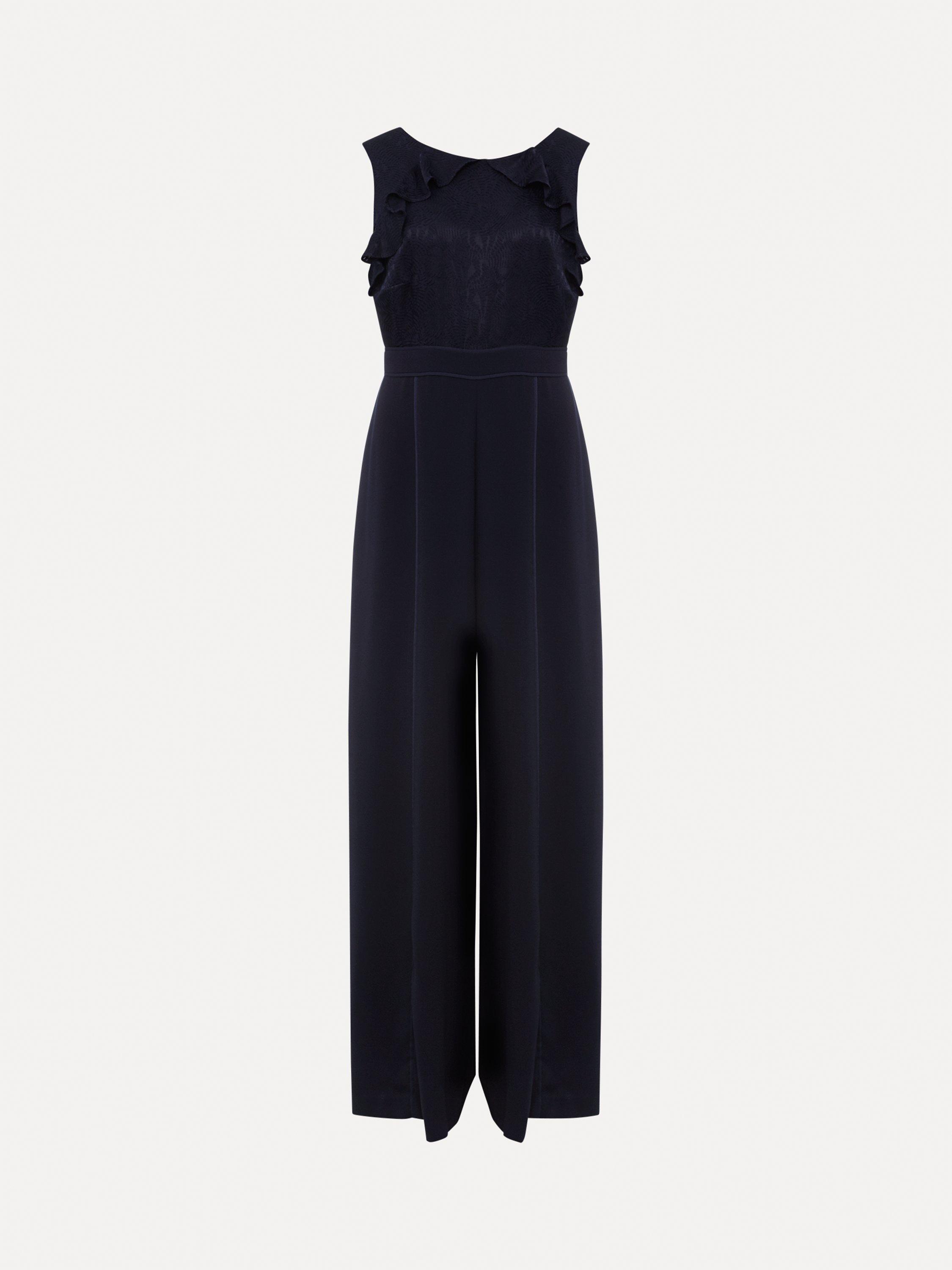 Product image 5 of 7, which shows Phase Eight Atlanta Burnout Wide Leg Jumpsuit, Navy, 16