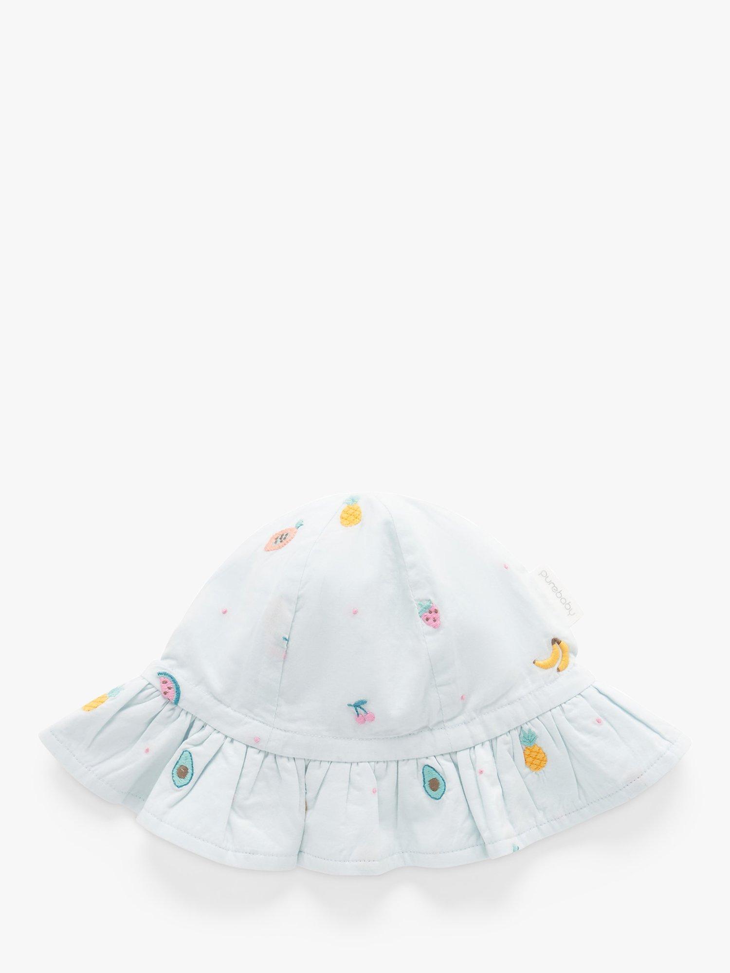 Purebaby Fruity Organic Cotton Sunhat, Blue Duck Egg