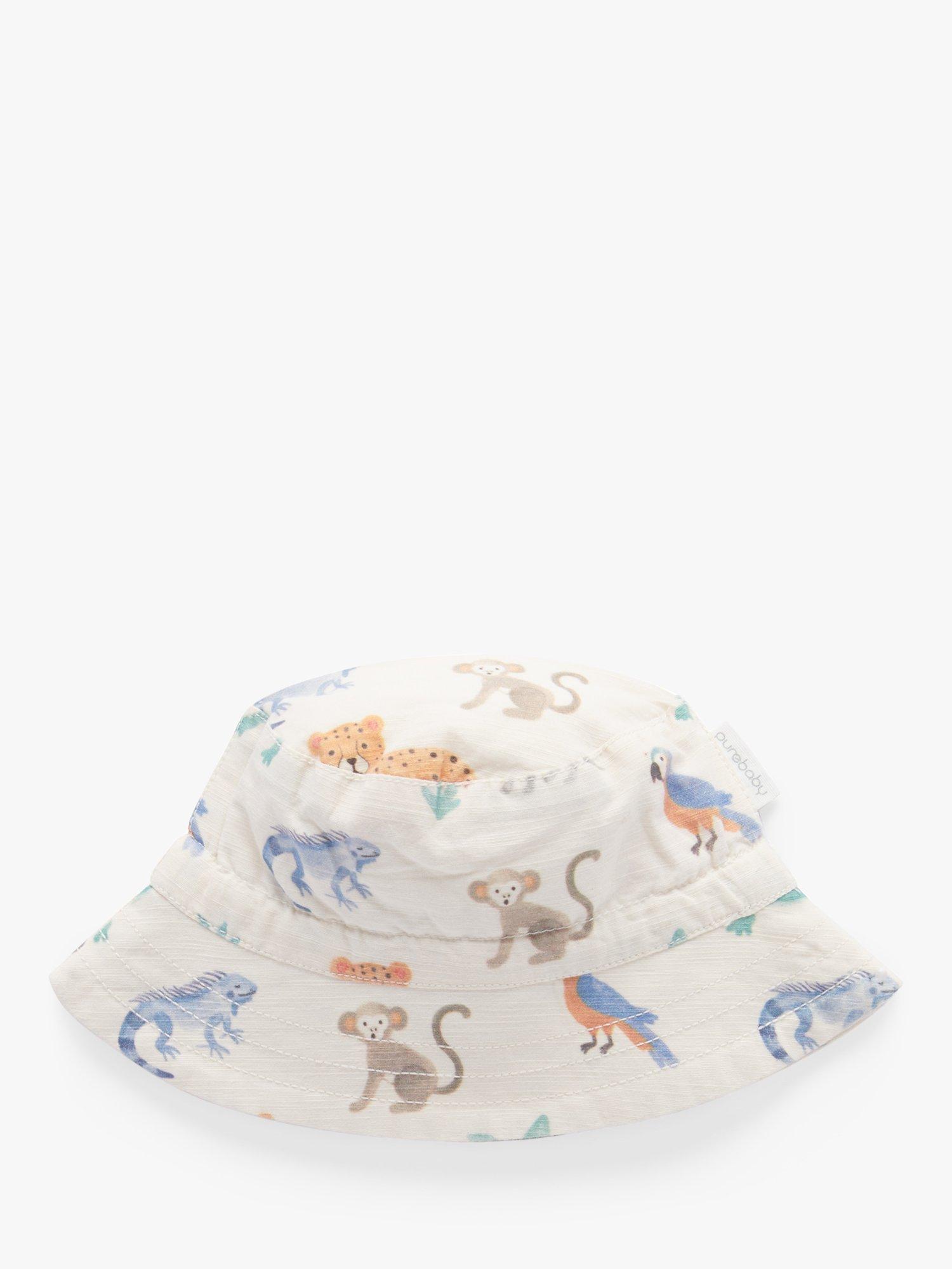 Purebaby Jungle Life Organic Cotton Bucket Hat, White