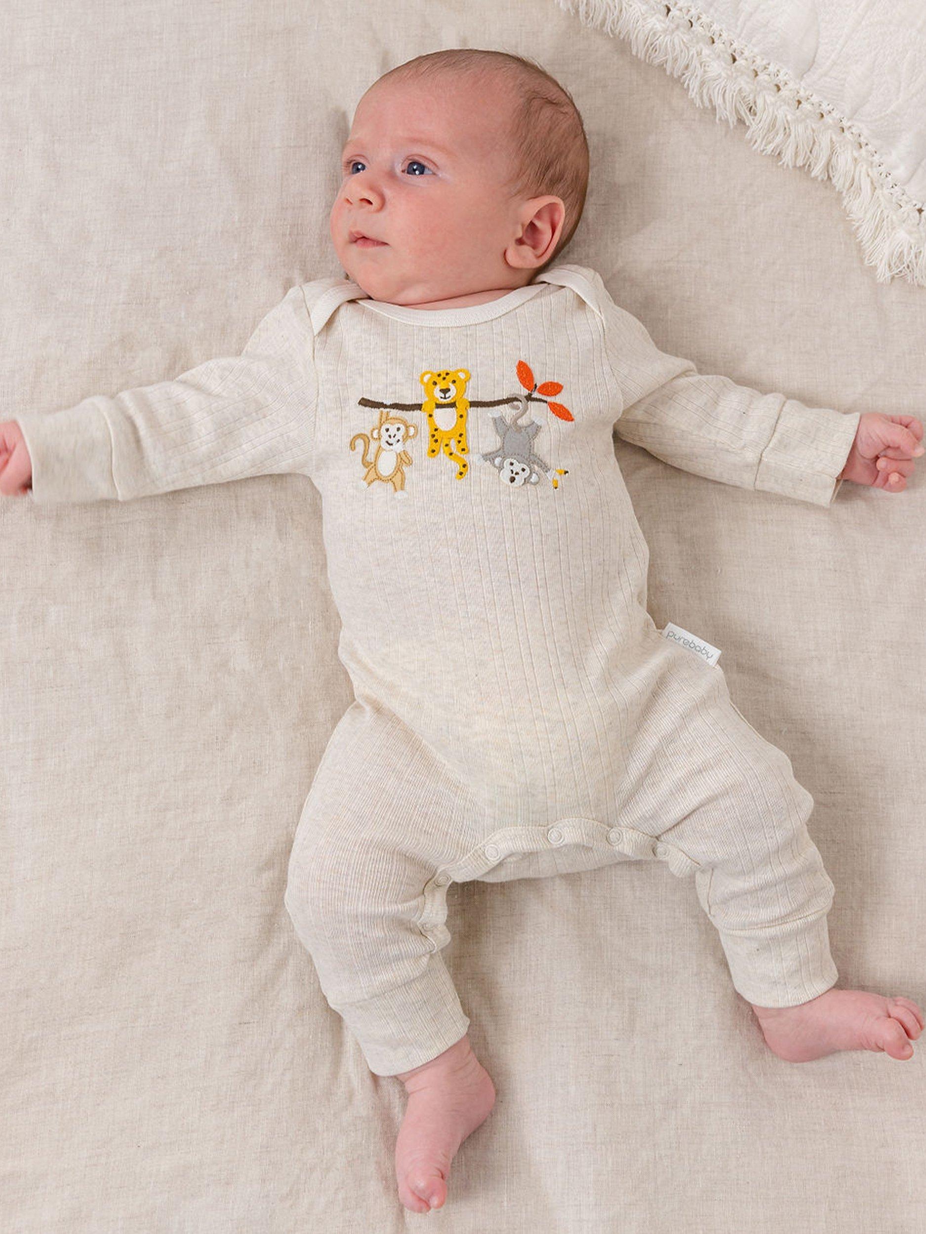 Purebaby Jungle Friends Organic Cotton Sleepsuit, Multi
