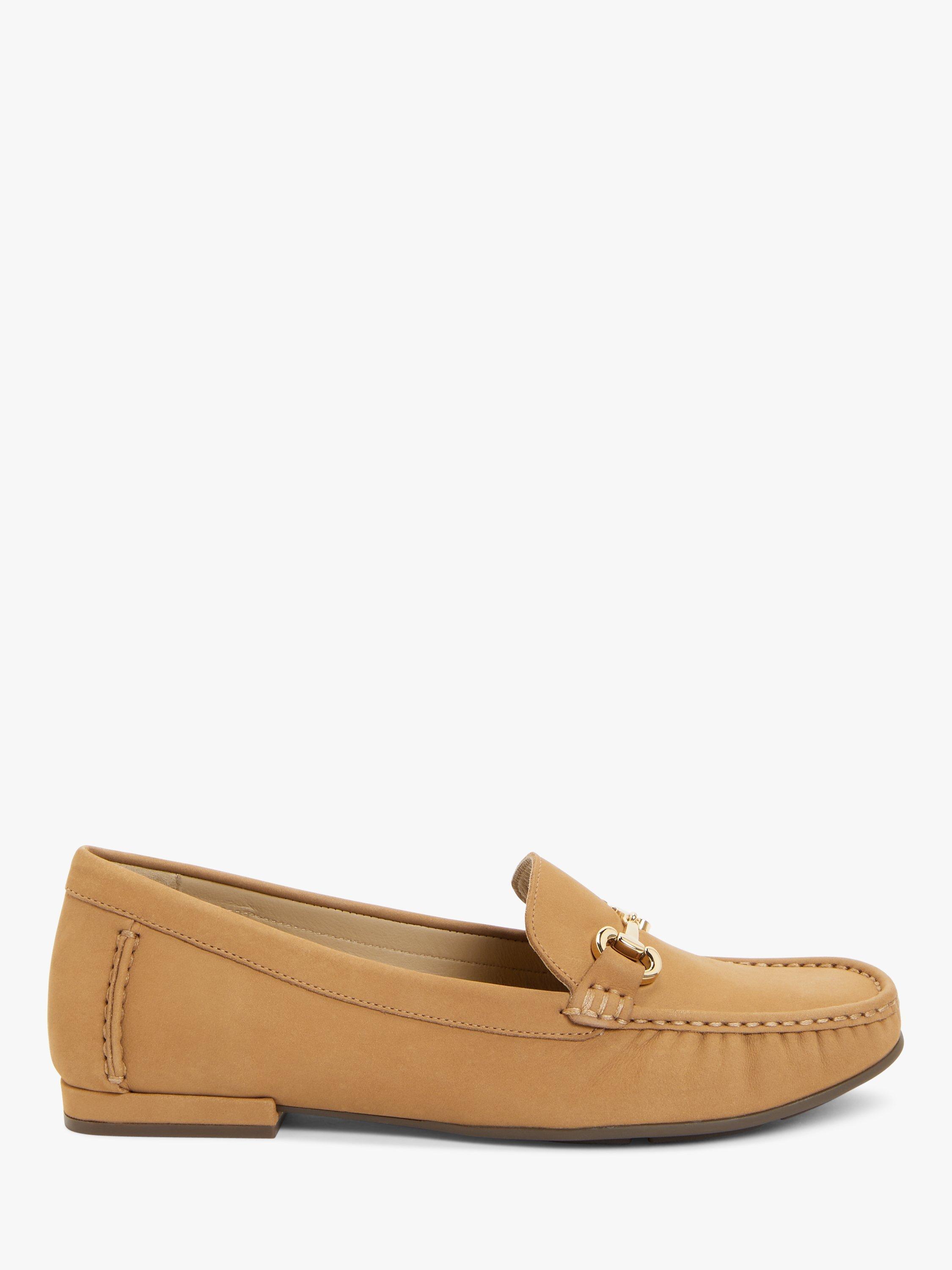 John Lewis Austin Wide Fit Nubuck Buckle Moccasins, Camel