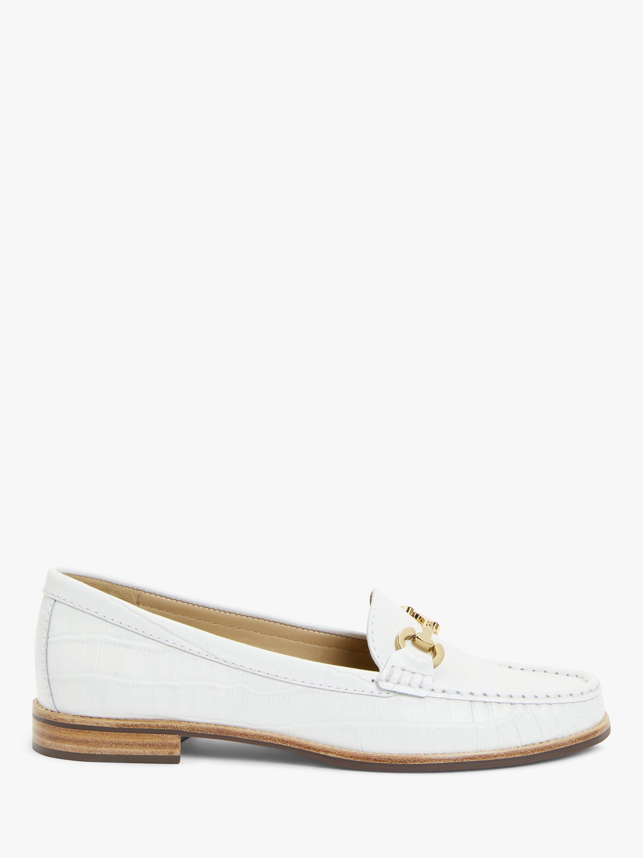 Product image 1 of 5, which shows John Lewis August Leather Moccasins, White Croc, 3