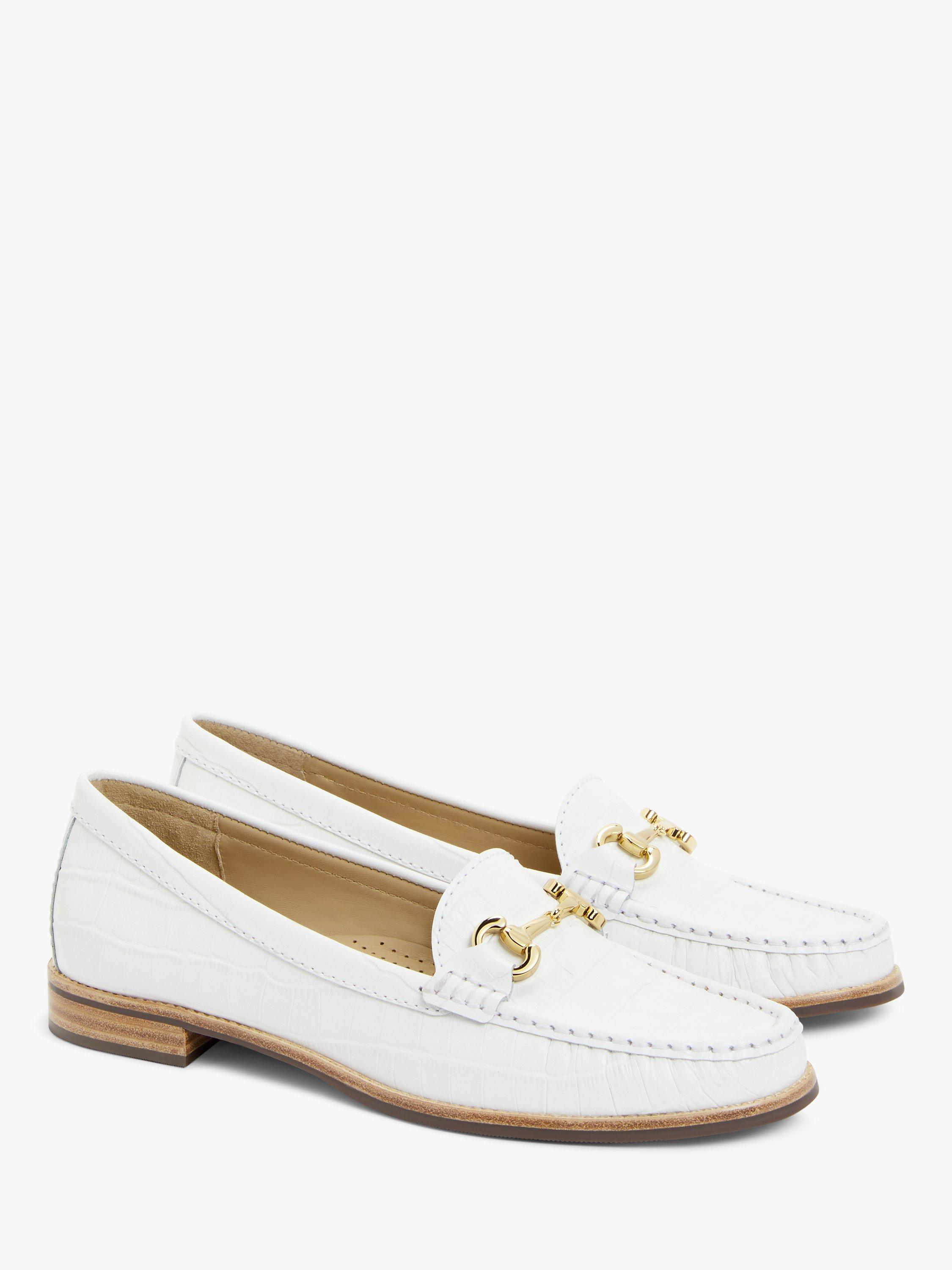 Product image 3 of 5, which shows John Lewis August Leather Moccasins, White Croc, 3
