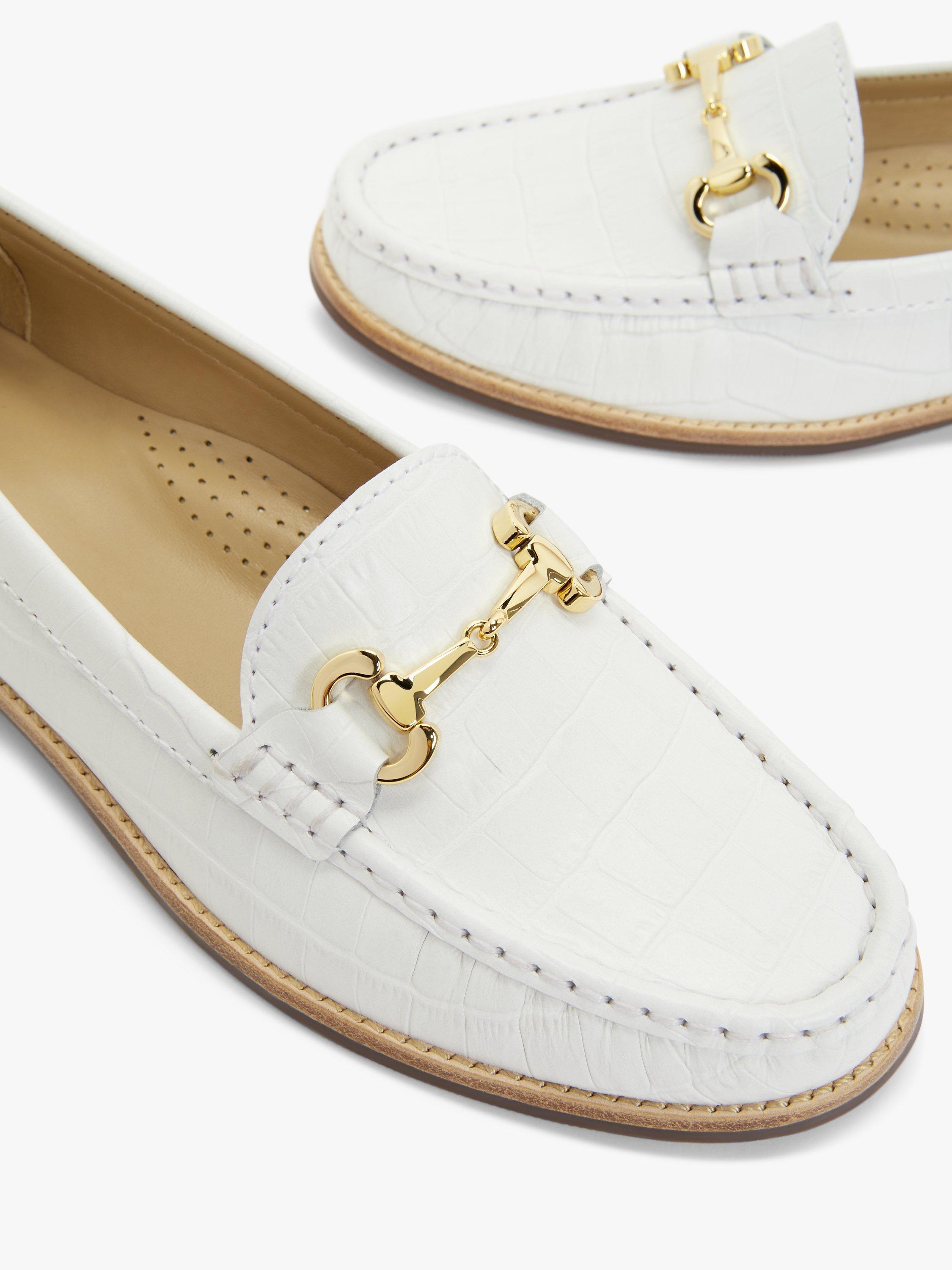 Product image 4 of 5, which shows John Lewis August Leather Moccasins, White Croc, 3