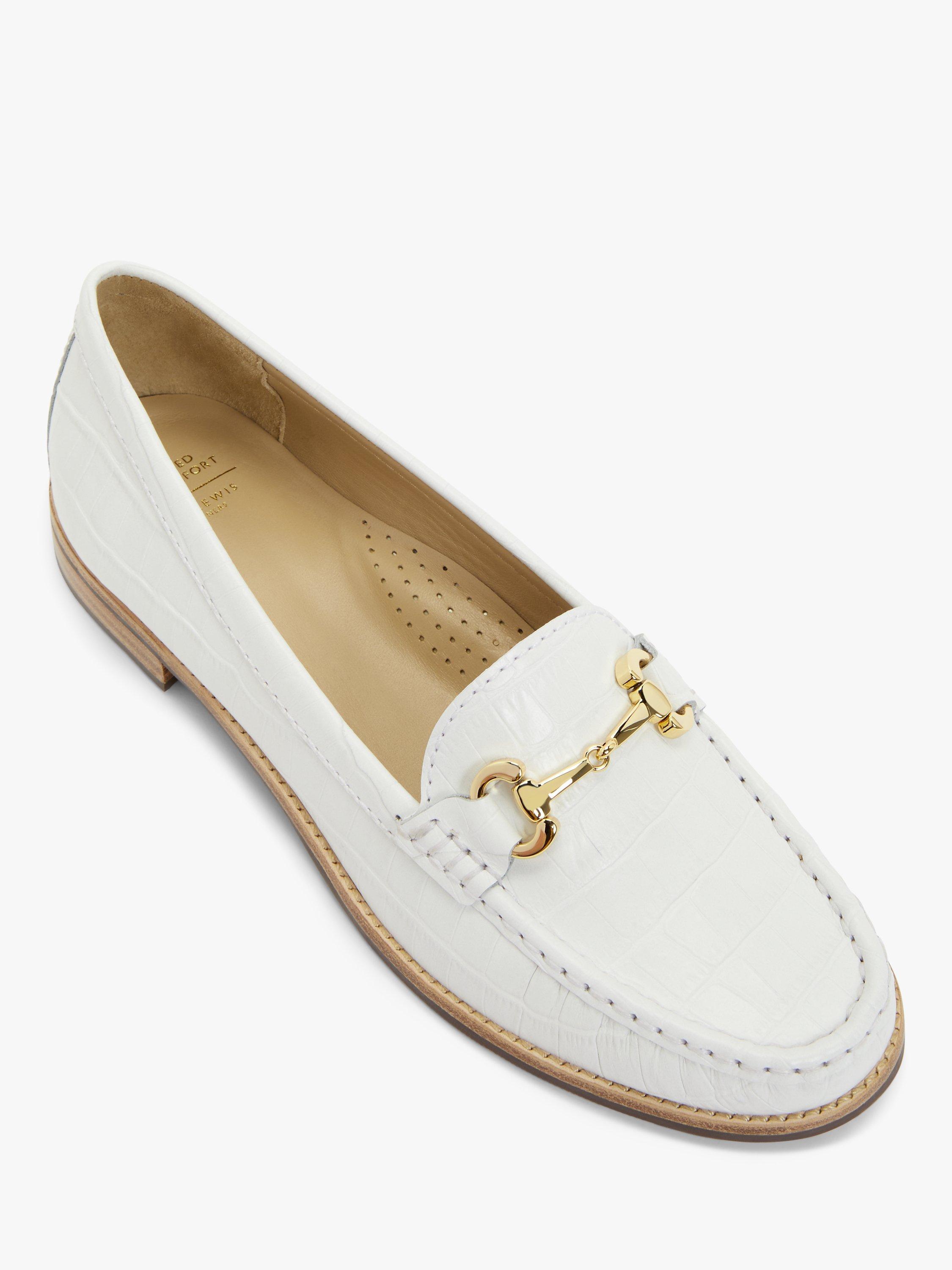 Product image 5 of 5, which shows John Lewis August Leather Moccasins, White Croc, 3