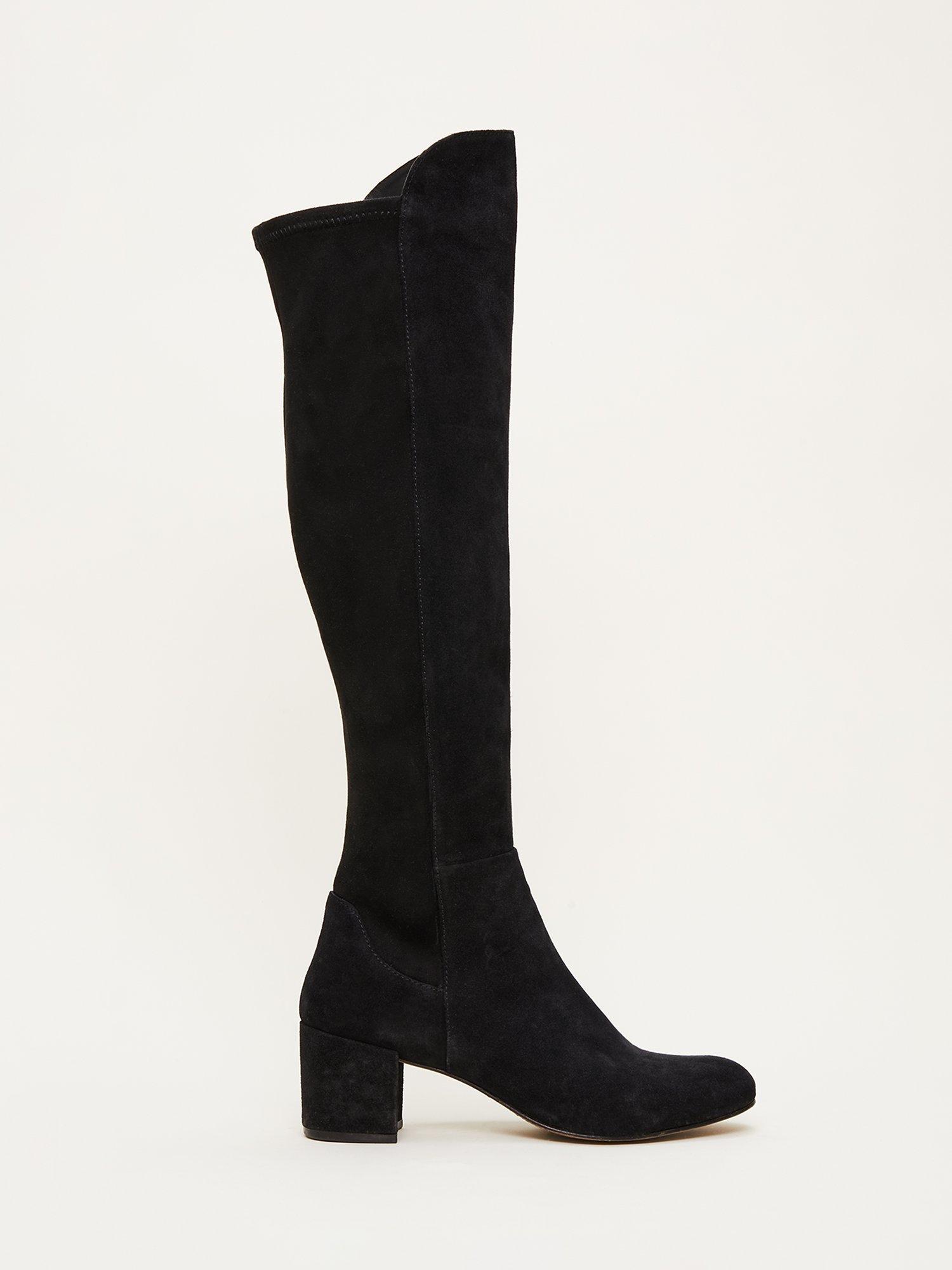Phase Eight Milly Suede Knee High Boots, Black