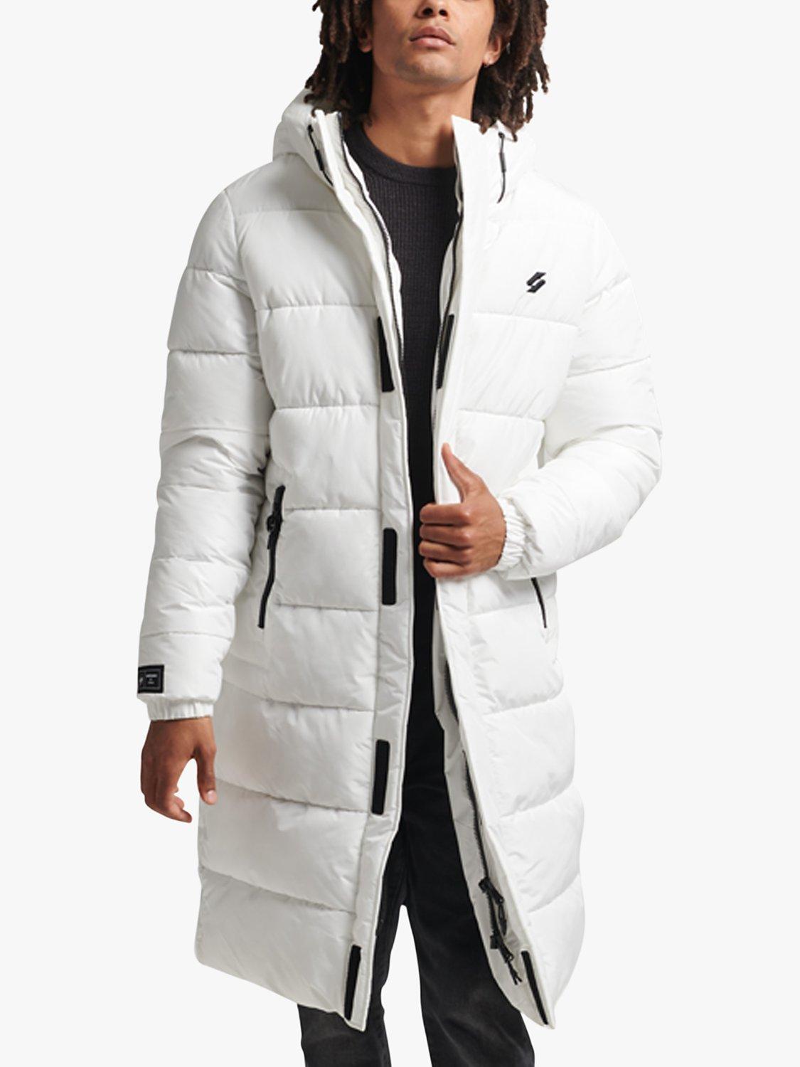 Superdry Logo Hooded Longline Coat, Optic