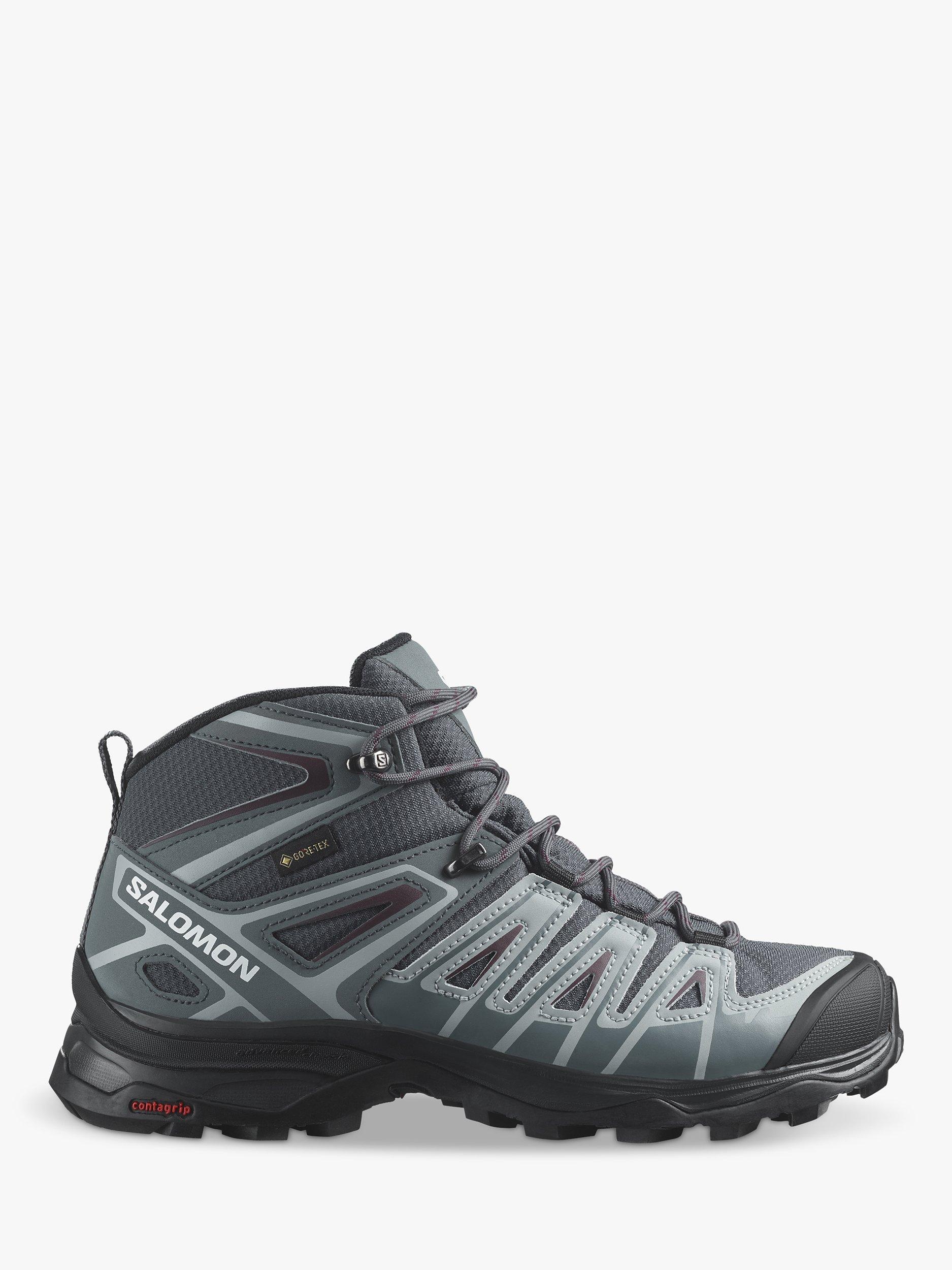 Salomon X Ultra Pioneer Mid Women's Waterproof Gore-Tex Hiking Boots, Ebony/Wine Tasting, 4