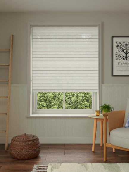 John Lewis Stripe Linen Daylight Roller Blind, Putty, Putty