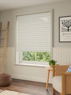 John Lewis Stripe Linen Daylight Roller Blind, Putty - view 2, Putty