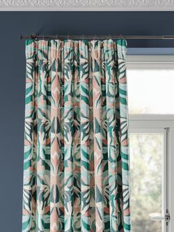 Harlequin Melora Pair Lined Pencil Pleat Curtains, Teal/Pink, Teal/Pink