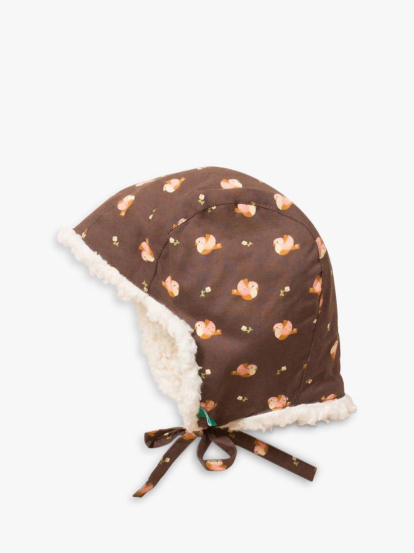 Little Green Radicals Baby Autumn Birds Sherpa Lined Hat, Brown/Multi