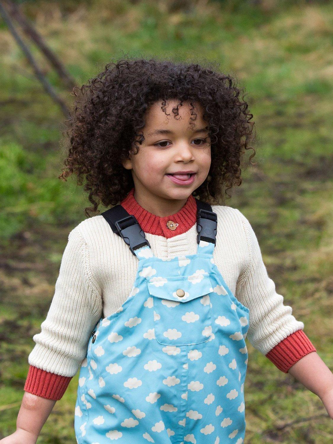 Little Green Radicals Kids' Fluffy Cloud Recycled Waterproof Lined Dungarees, Blue