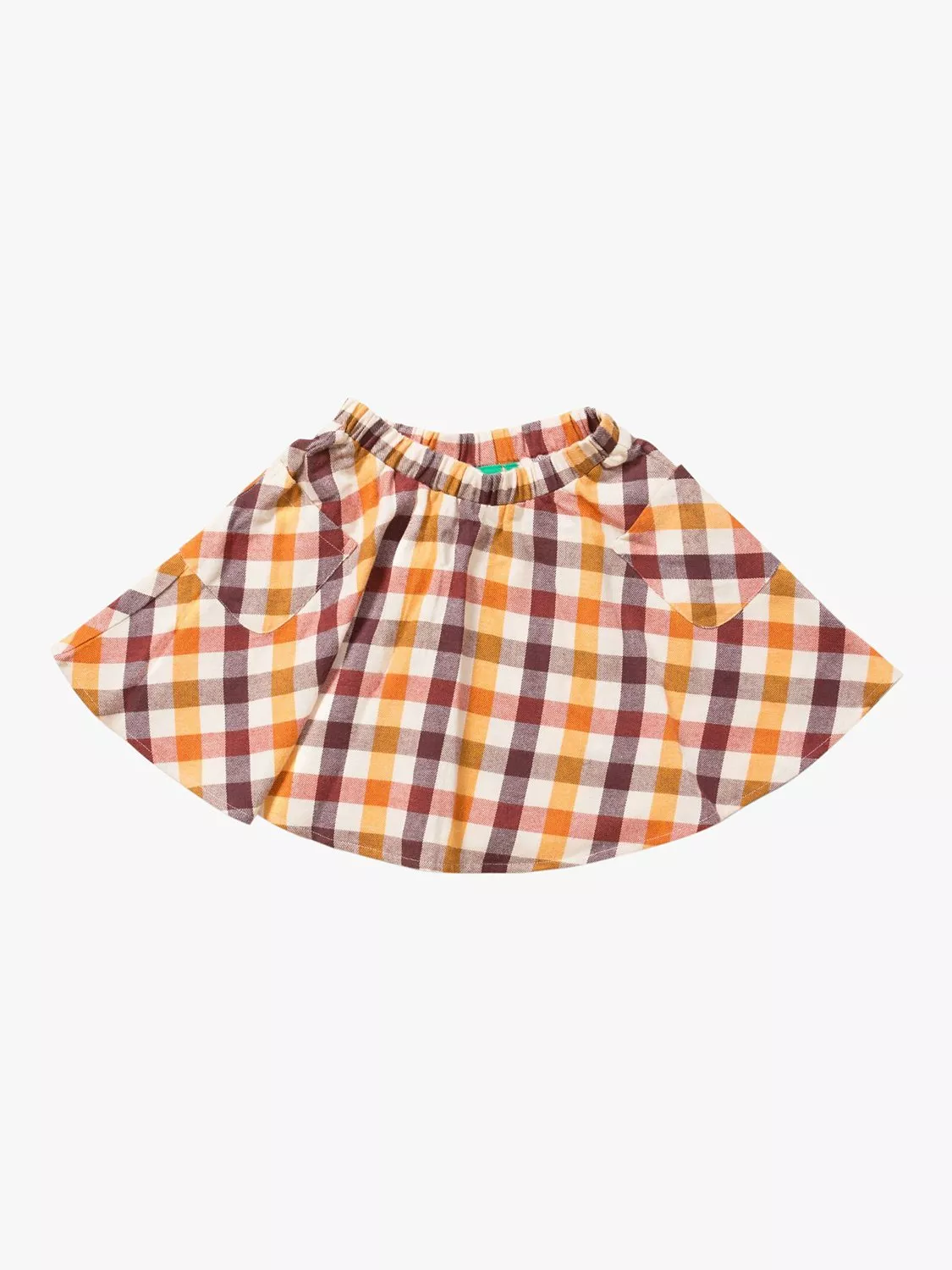 Little Green Radicals Kids' Checked Pocket Swishy Skirt, Autumn Leaves