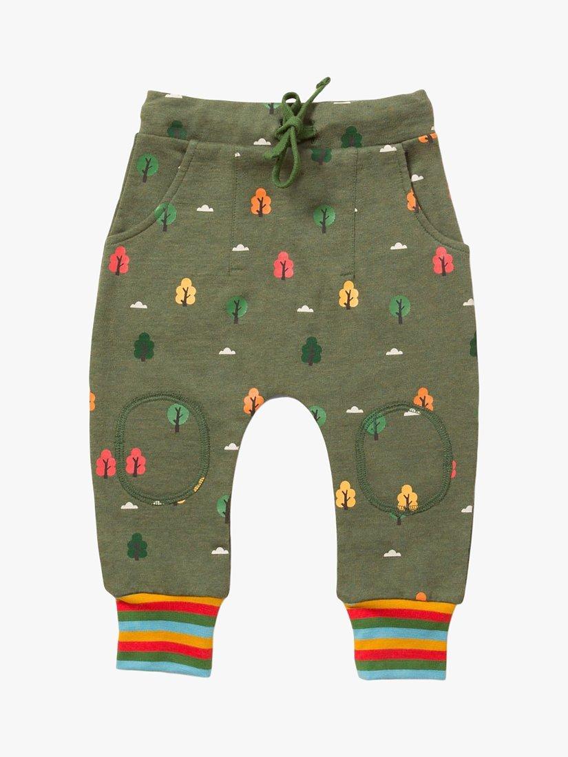 Little Green Radicals Kids' Winter Woods Knee Patch Cosy Joggers, Green