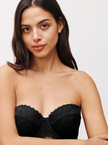 John Lewis Lianna Lace Strapless Bra - view 2, Black