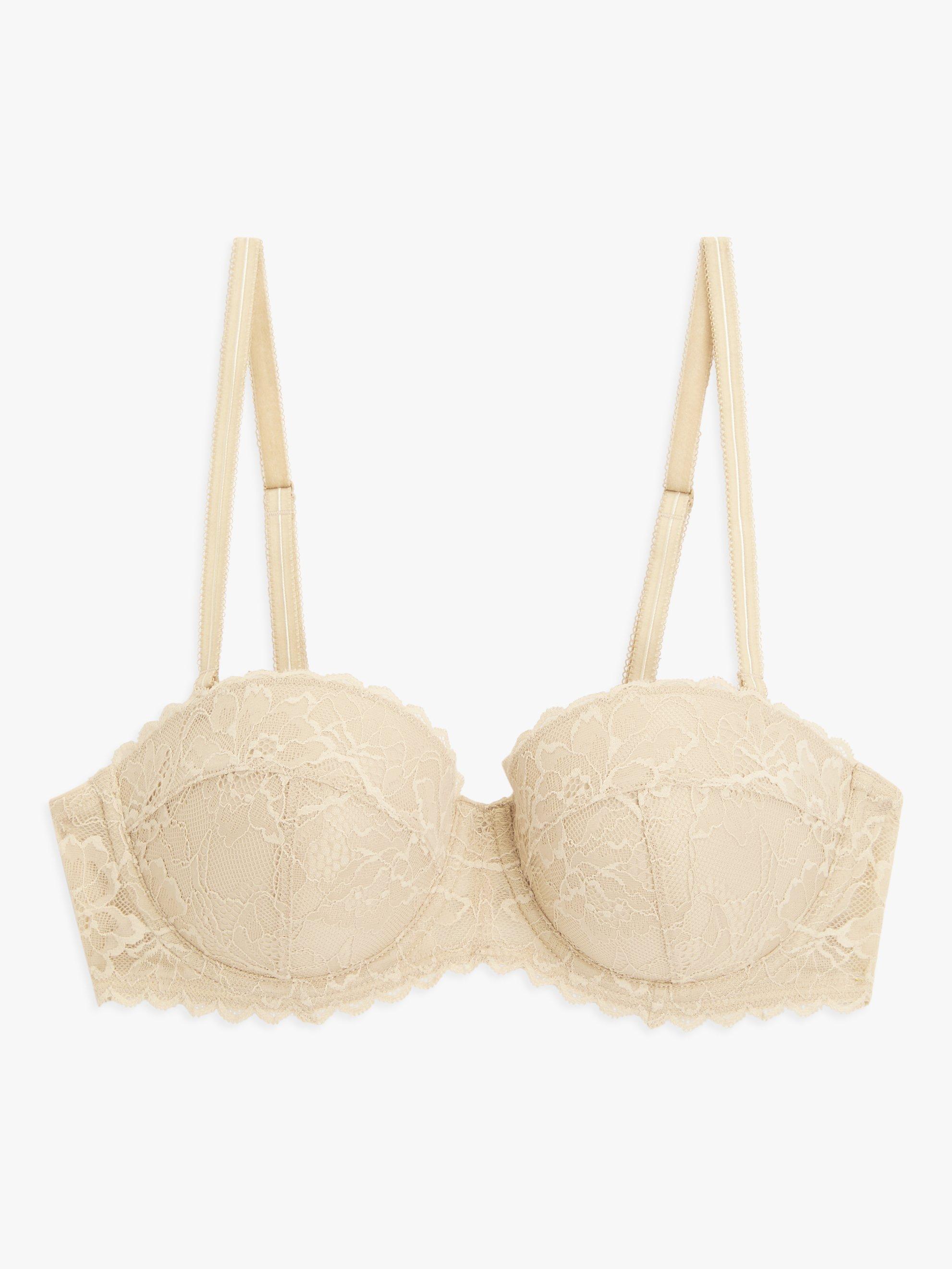 Product image 4 of 6, which shows John Lewis Lianna Lace Strapless Bra, Almond, 30B