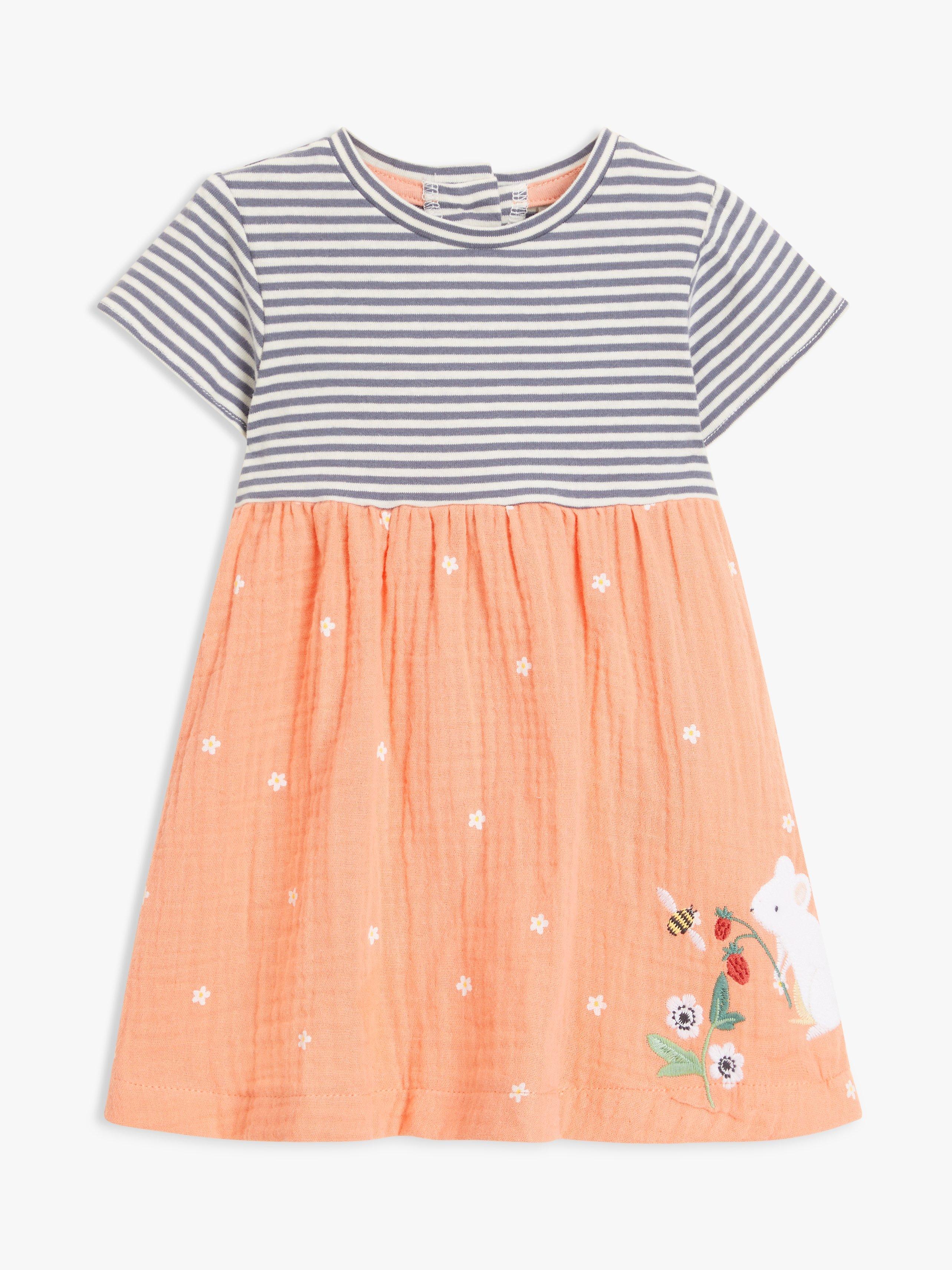 John Lewis Baby Mouse Stripe Half and Half Dress, Multi