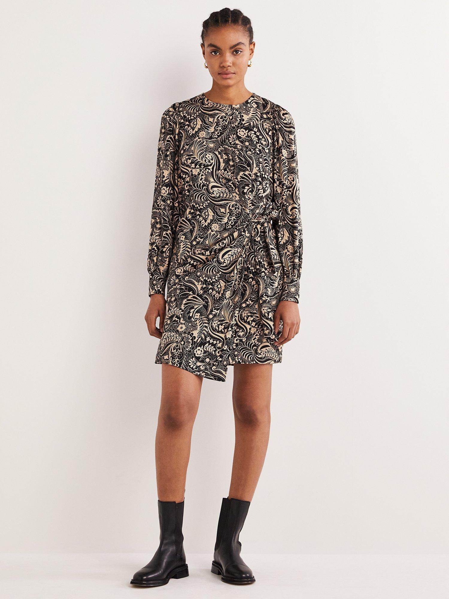 Boden Wrap Skirt Mini Dress, Cornstalk Paisley