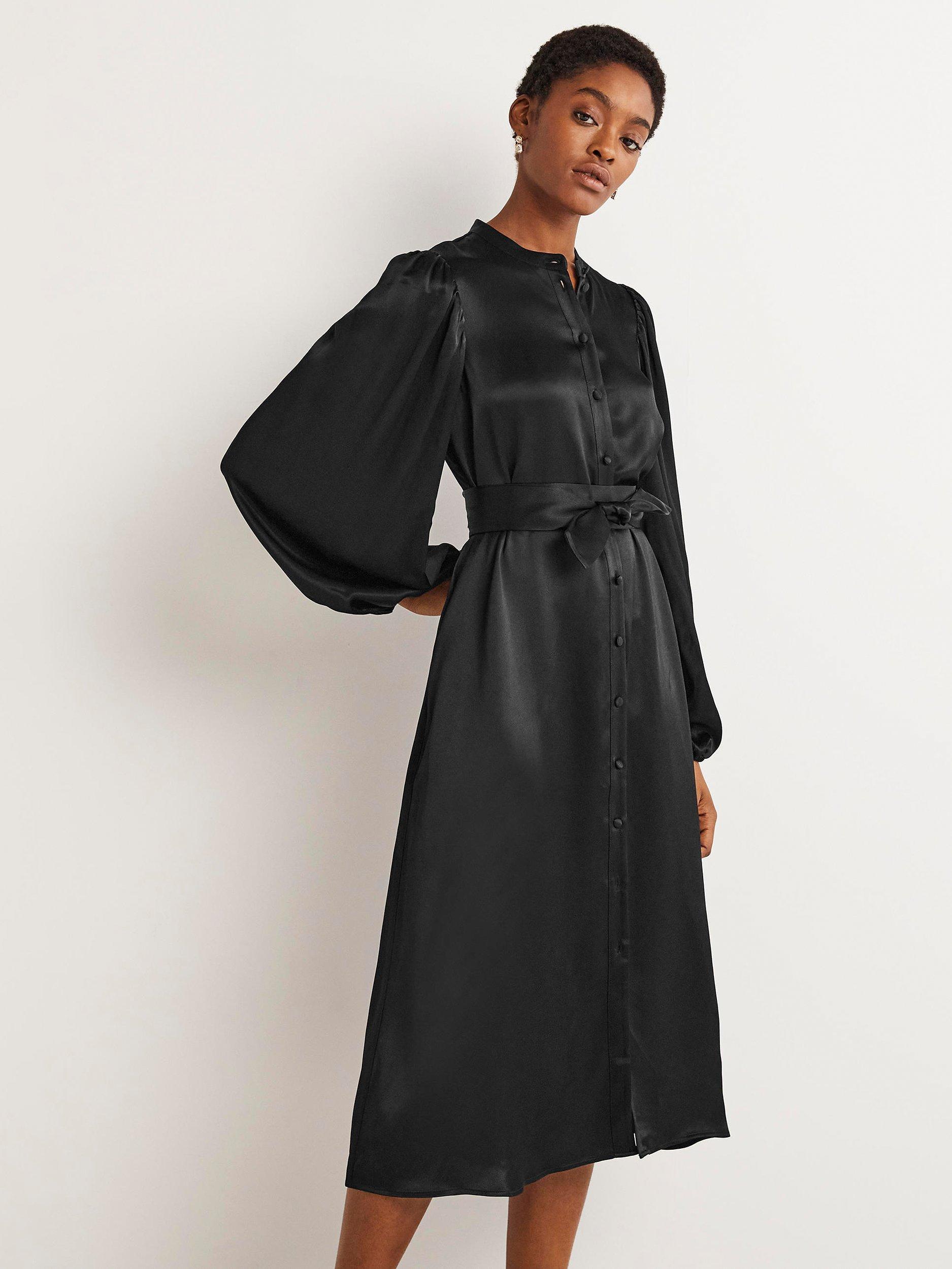 Long satin shirt dress on sale