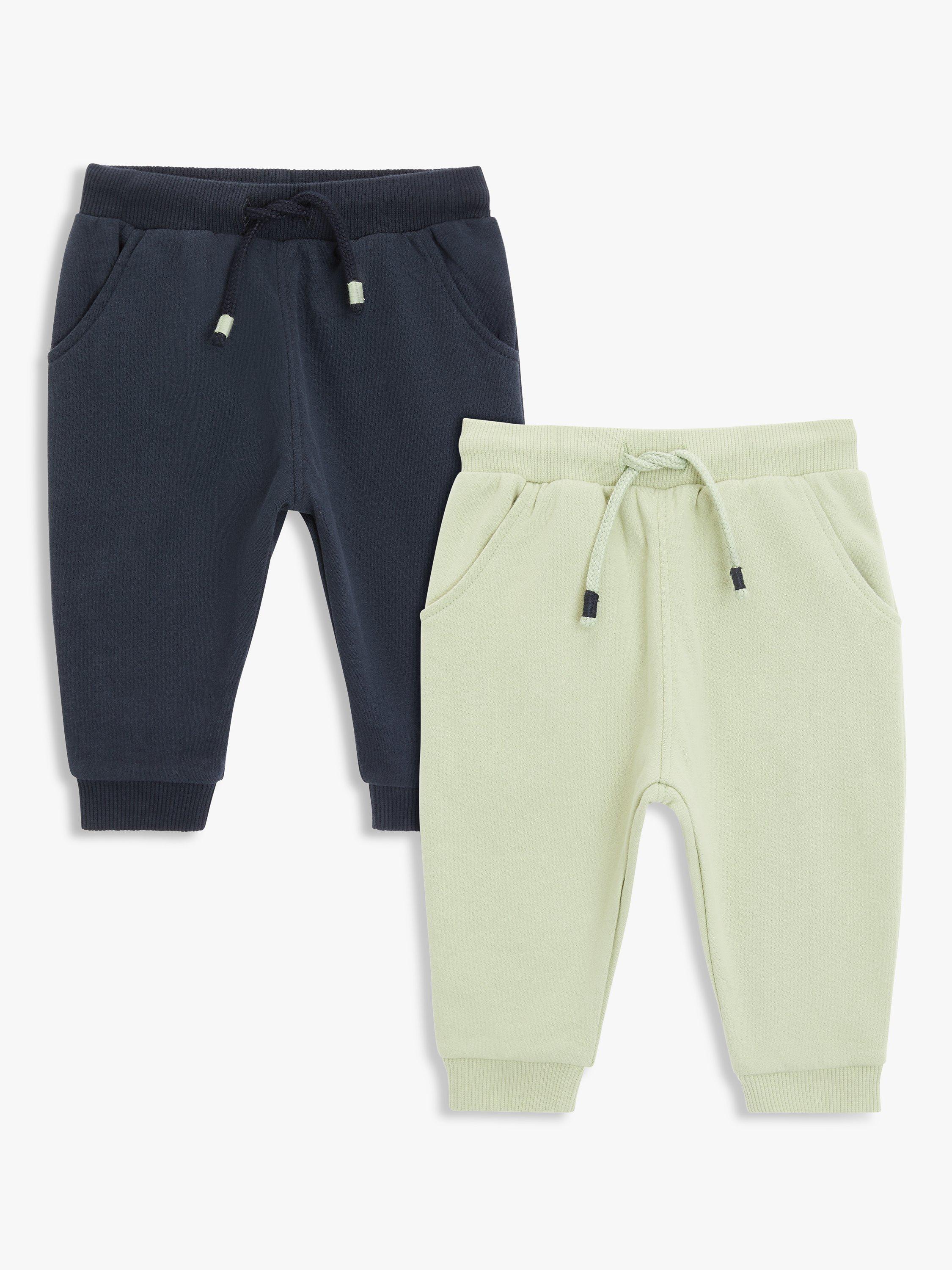 John Lewis Baby Plain Cuffed Ankle Joggers, Pack of 2