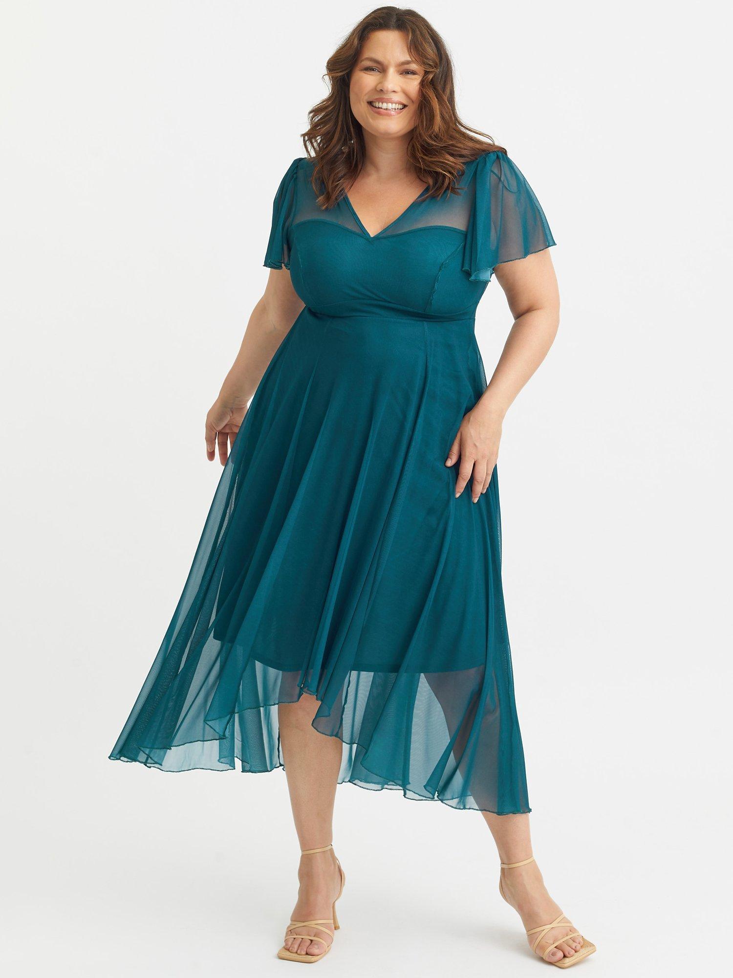 Scarlett & Jo Tilly High Low Hem Midi Dress, Teal