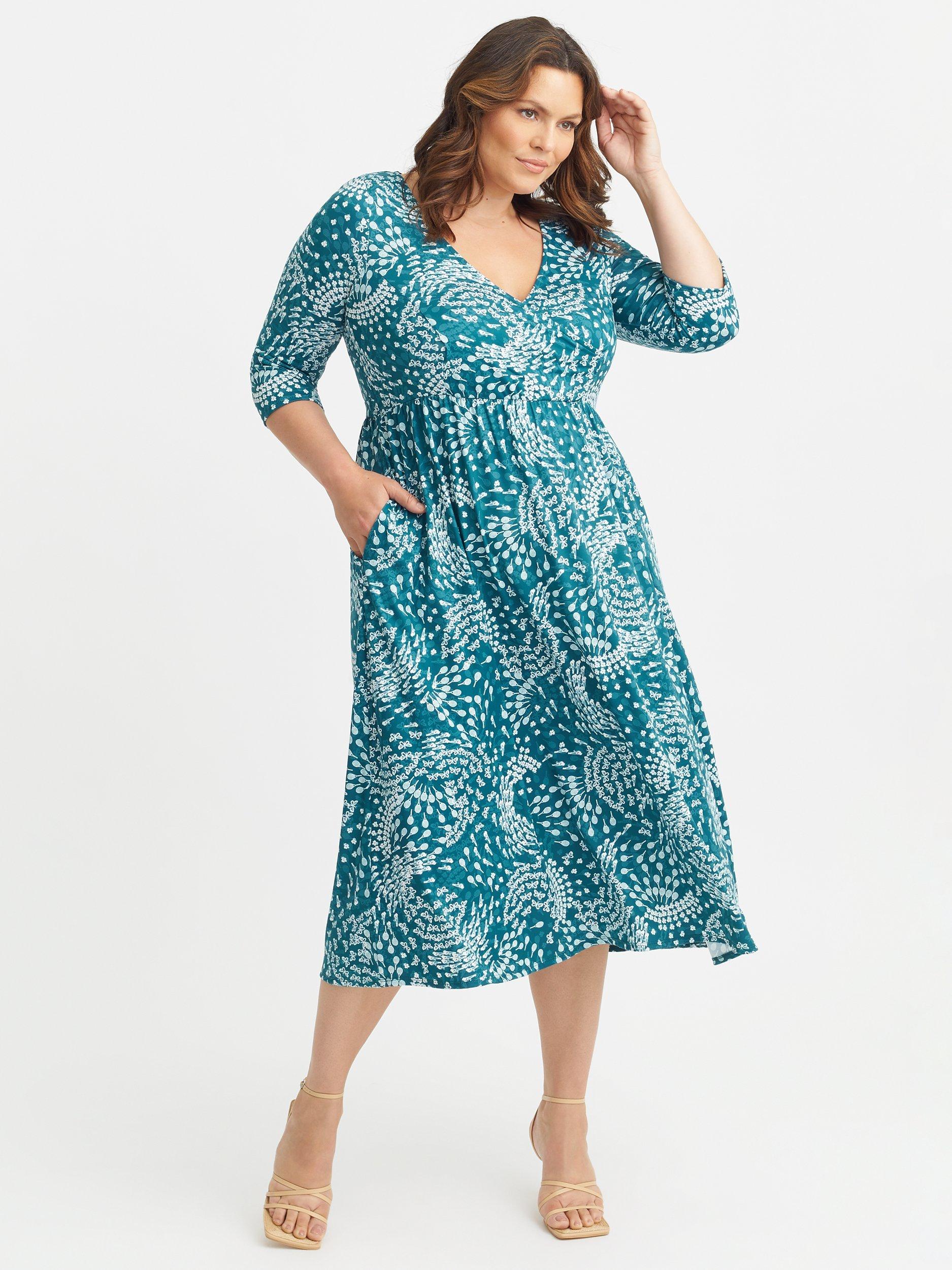 Scarlett & Jo Swirl Print Midi Dress, Teal/Multi